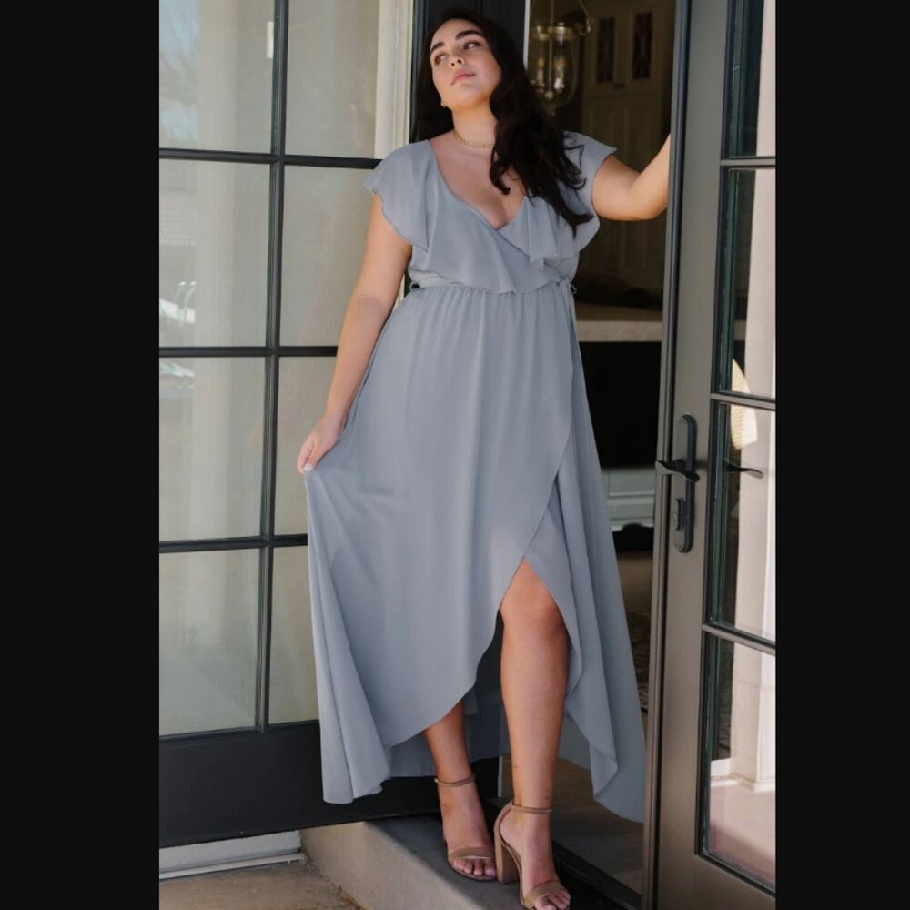 Baltic Born Katya Ruffle Maxi Dress Light Blue Size M As-new